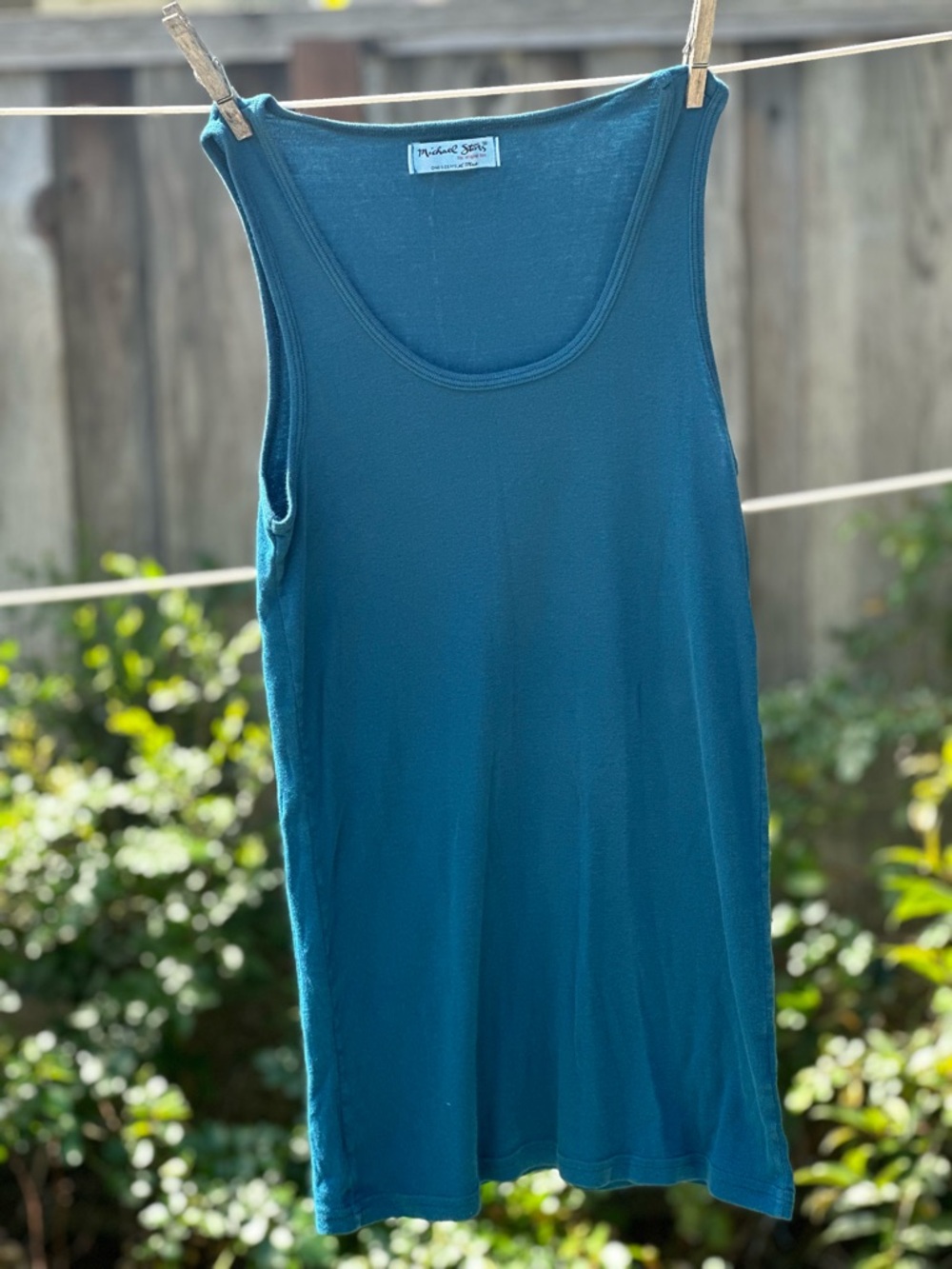 Michael Stars Teal Ribbed Scoop Tank
